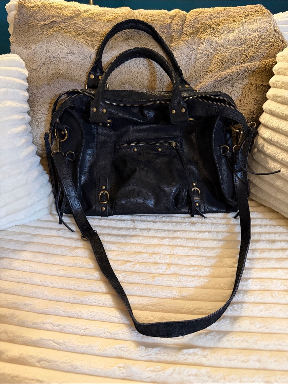 Black Leather Satchel Bag - Classic Women's Shoulder & Crossbody